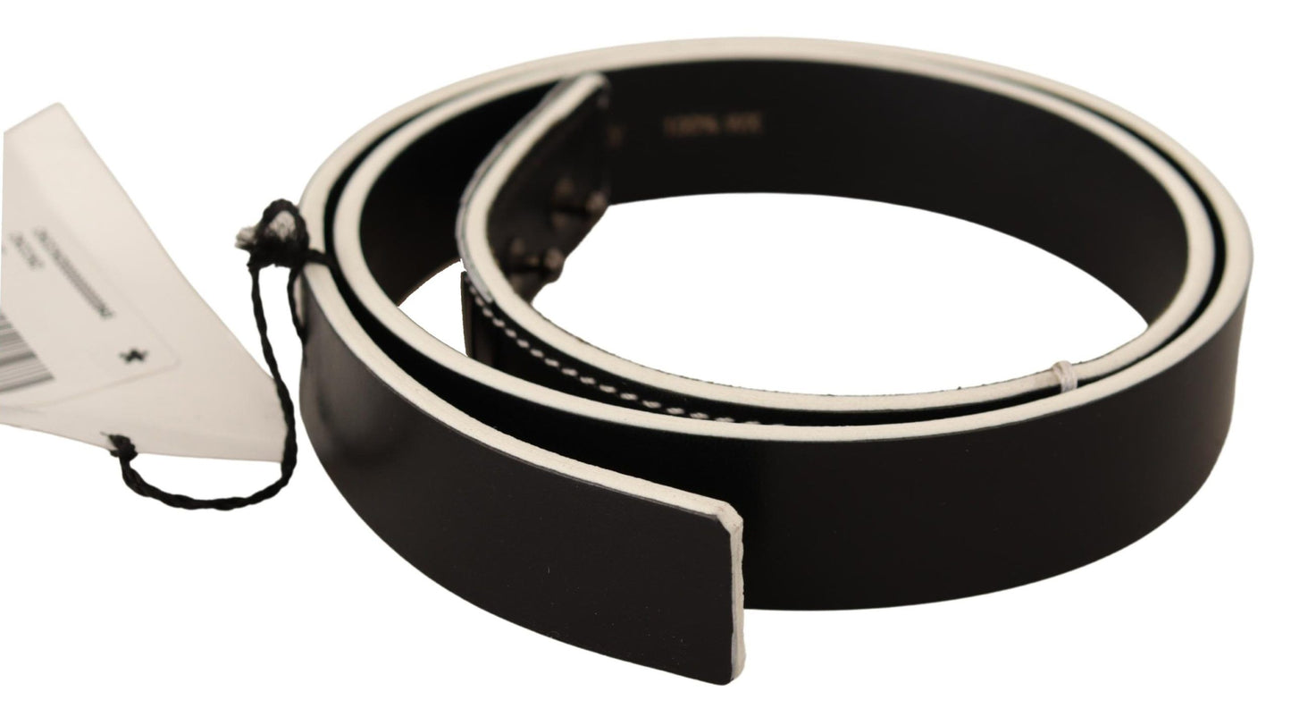 Costume National Black White Leather Fashion Waist Belt