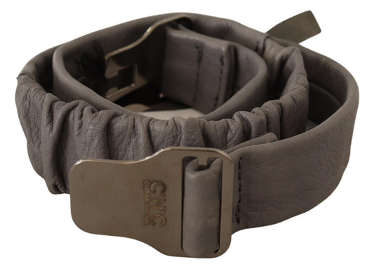 Costume Pambansang Gray Leather Silver Buckle Waist Belt