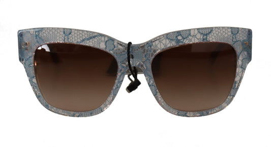 Dolce &amp; Gabbana Blue Lace Acetate Rectangle Shades Sunglasses