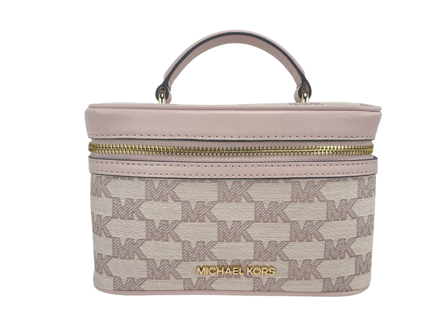 Michael Kors Jet Set Mittelgroße Umhängetasche aus Jacquard-Canvas mit Reißverschluss und Reißverschluss in Puderrosa