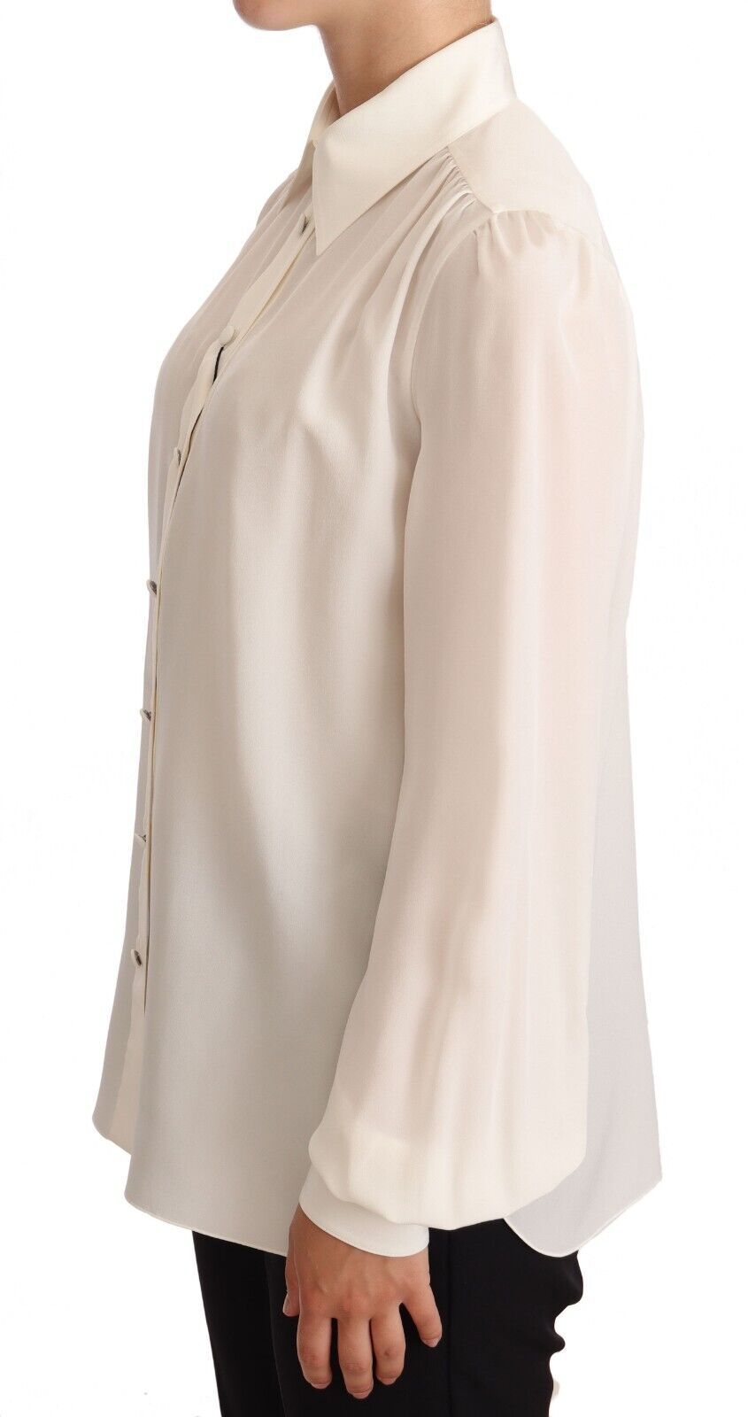 Dolce &amp; Gabbana White Long Sleeve Polo Shirt Top Blouse