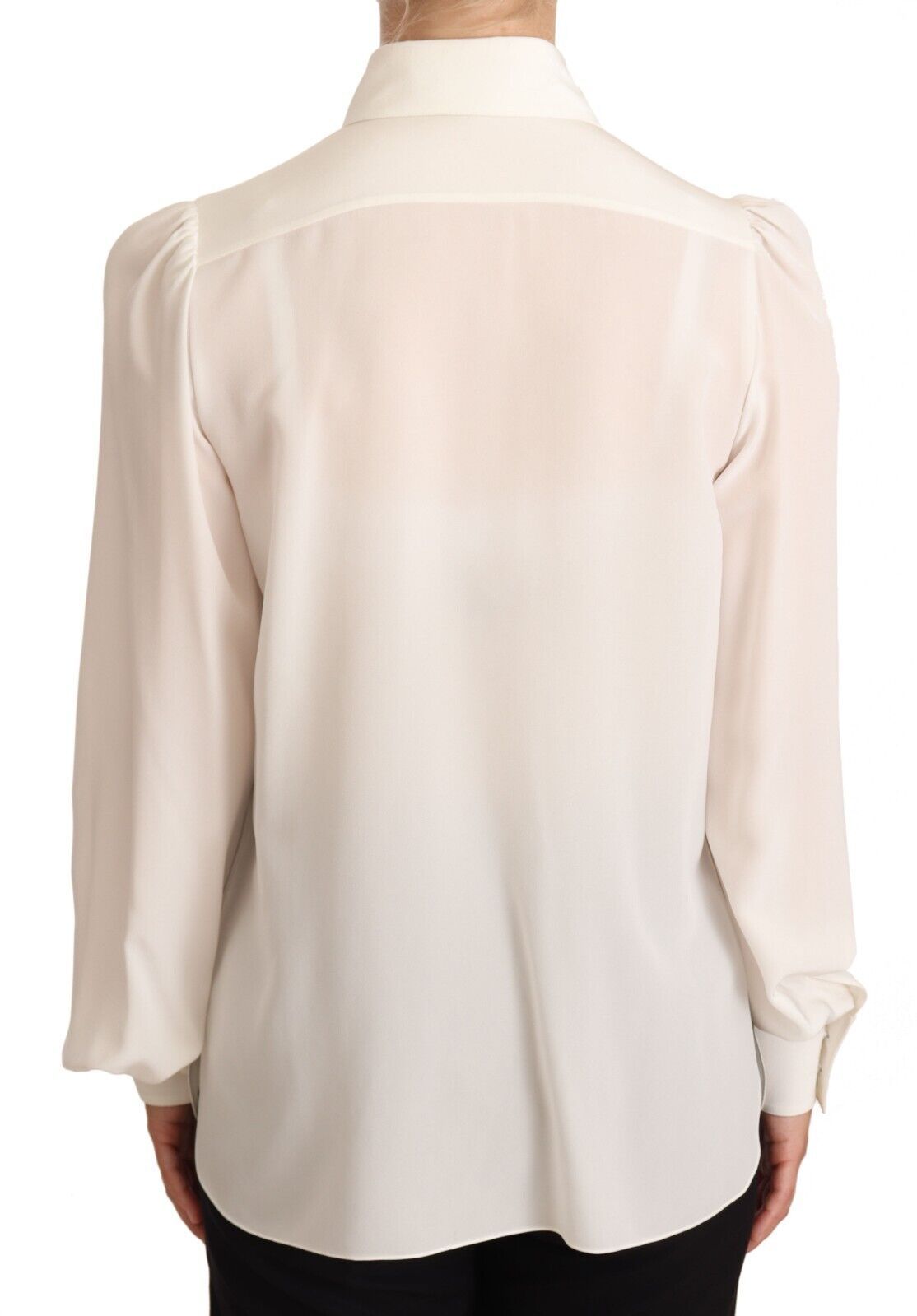 Dolce &amp; Gabbana White Long Sleeve Polo Shirt Top Blouse