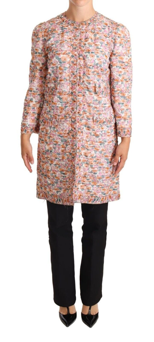 Mehrfarbige Trenchcoat-Jacke aus Seide mit Blumendruck von Dolce &amp; Gabbana