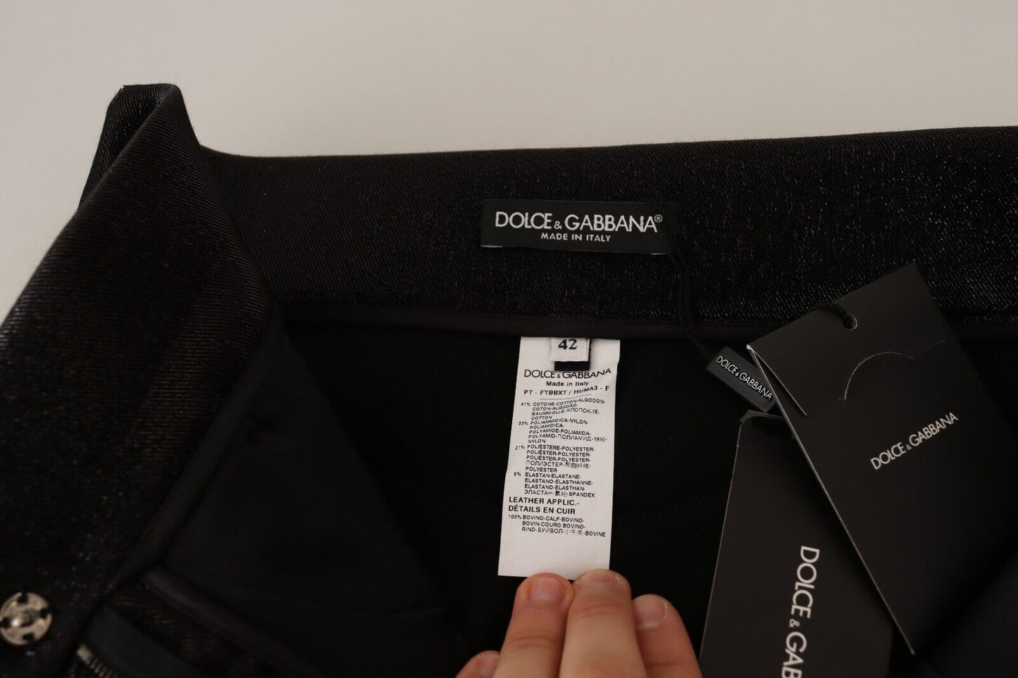 Dolce &amp; Gabbana Black Silver Lurex Thread Cotton Stretch Pants