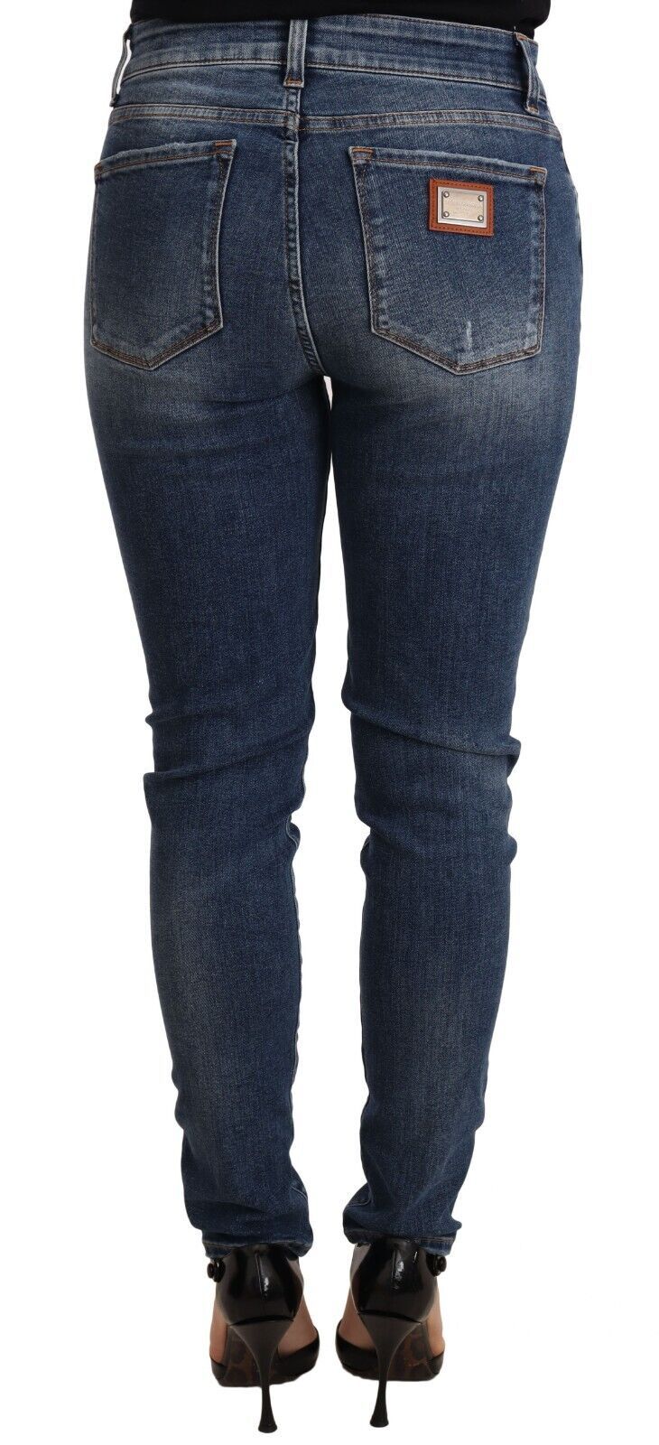 Dolce &amp; Gabbana Blue Wash Skinny Denim Baumwollstretchjeans