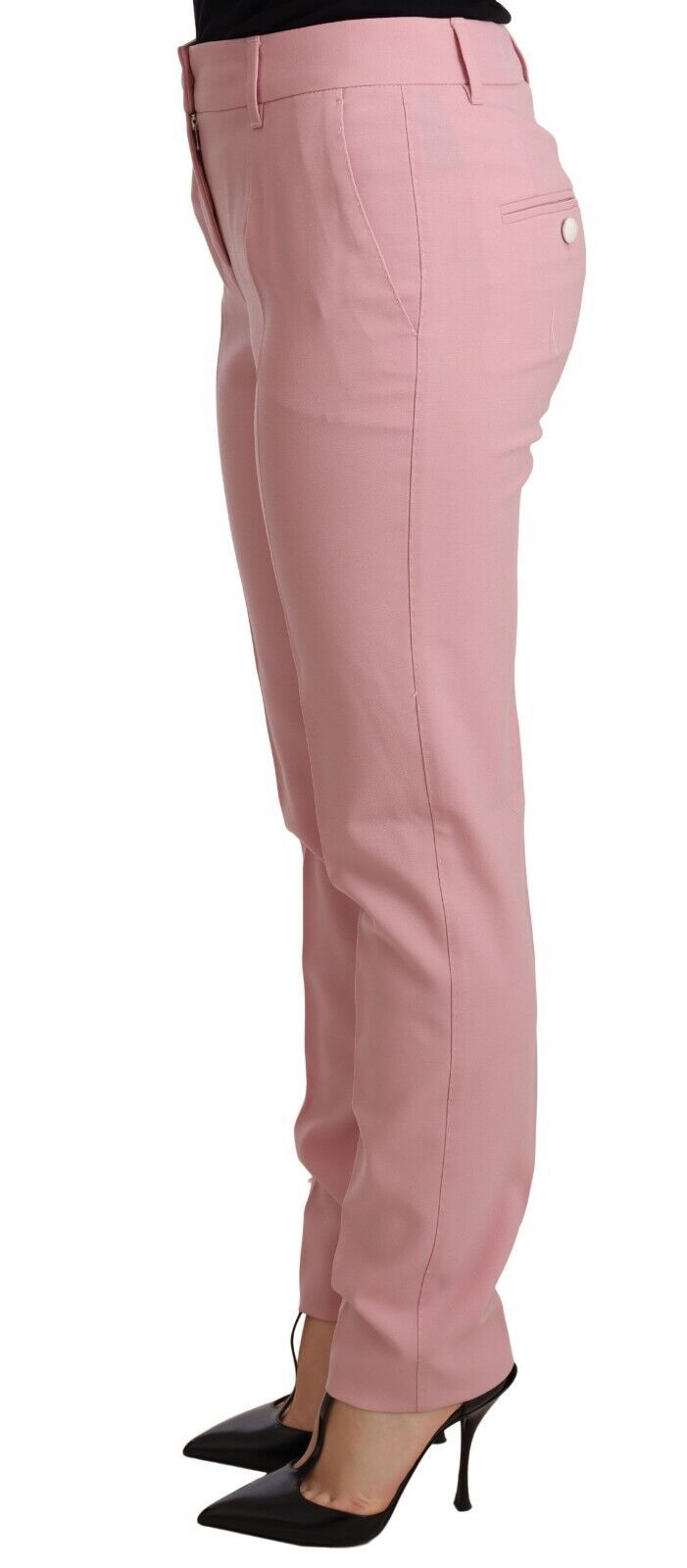 Dolce &amp; Gabbana Pink Women Trouser Virgin Wool Stretch Pants