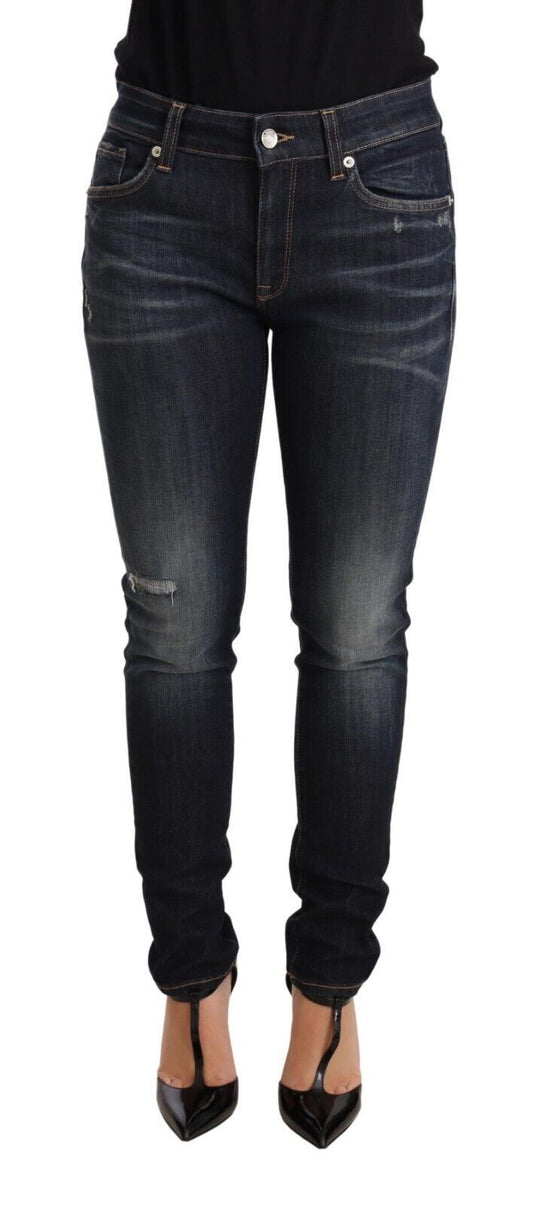 Dolce &amp; Gabbana Slim Skinny Denim-Baumwollstretchjeans in blauer Waschung