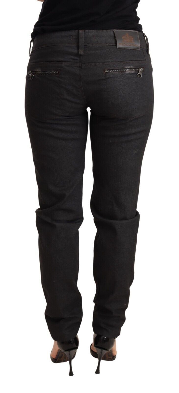 Ermanno Scervino Schwarze, schmal geschnittene Baumwolljeans mit niedriger Taille