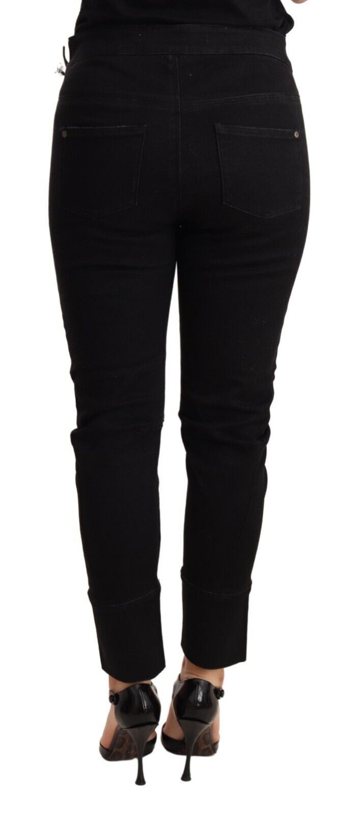 Ermanno Scervino Black Low Waist Skinny Slim Trouser Cotton Jeans