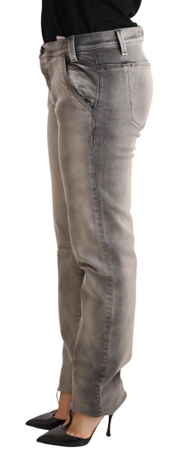 Ermanno Scervino Gray Na Washed Low Waist Skinny Trouser Cotton Jeans