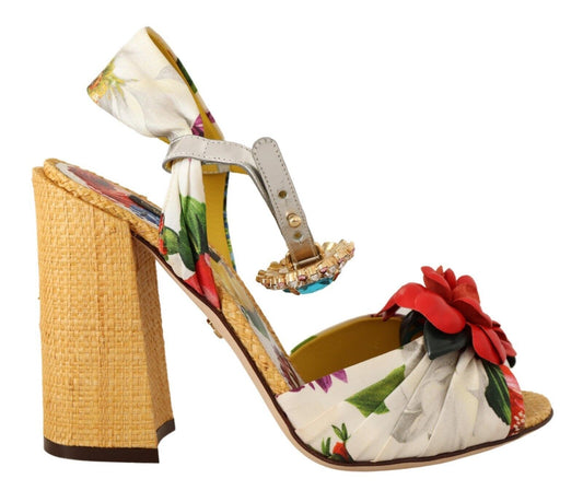 Dolce &amp; Gabbana Multicolor Crystal Keira Sandals Silk Shoes