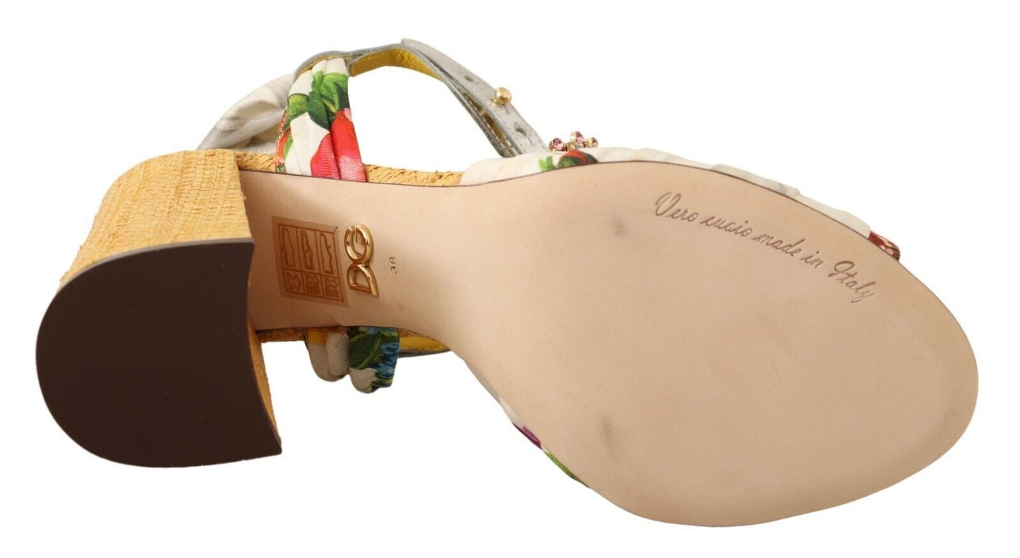 Dolce &amp; Gabbana Mehrfarbige Keira-Sandalen mit Kristallen und Seidenschuhe