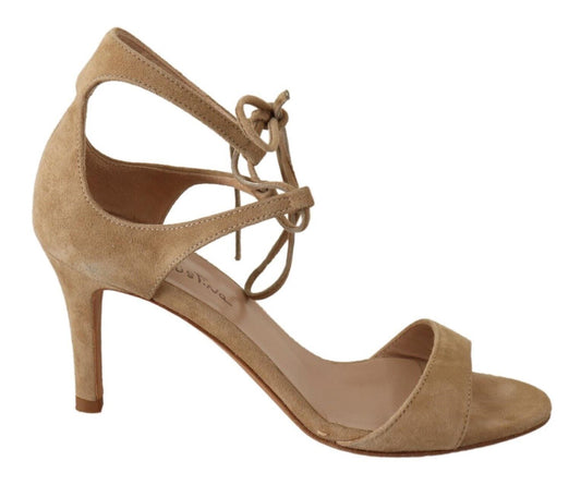 Maria Christina Beige Wildleder-Pumps mit Knöchelriemen