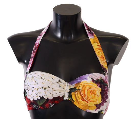 Dolce &amp; Gabbana Multicolor Floral Swimsuit Bikini Top Swimwear