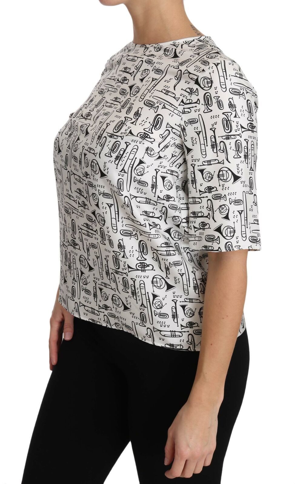 Dolce &amp; Gabbana White Musical Instruments Print Blouse