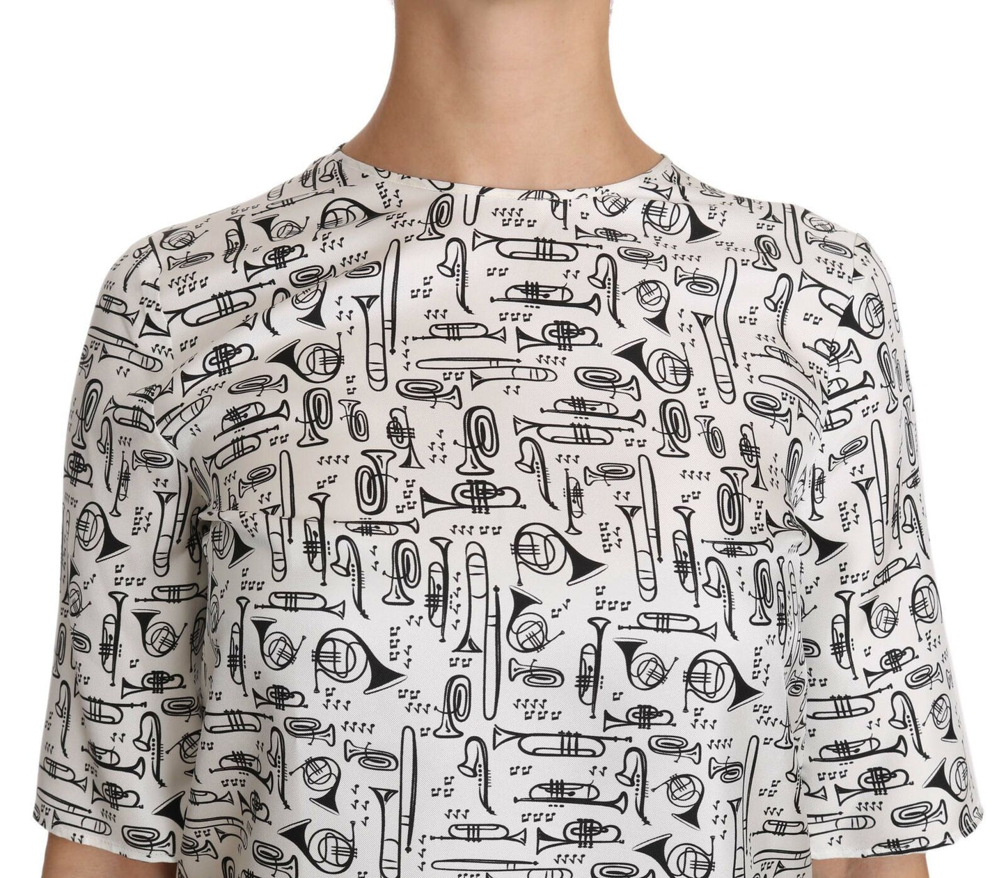 Dolce &amp; Gabbana White Musical Instruments Print Blouse