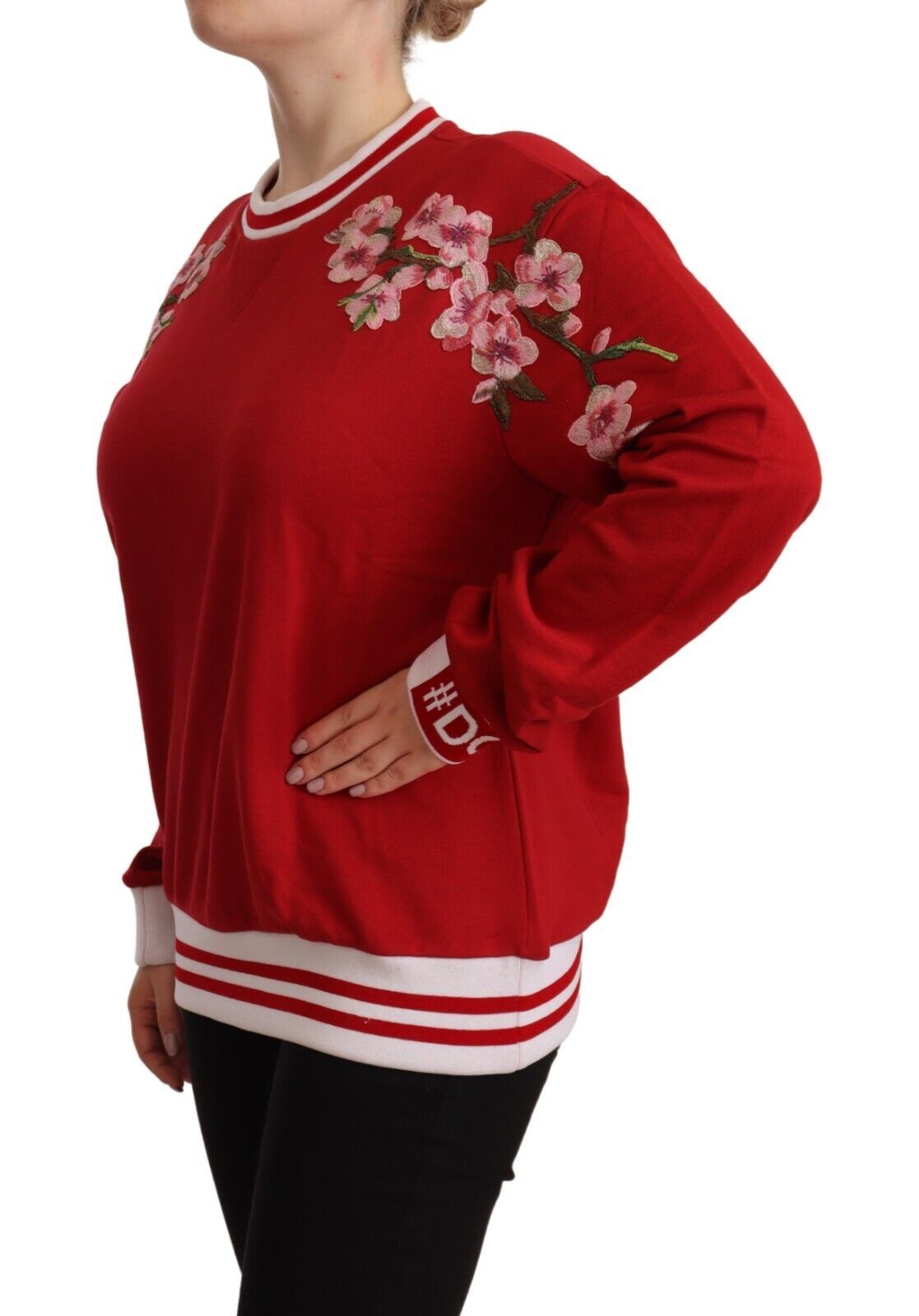 Dolce &amp; Gabbana Red Cotton Crewneck #DGlove Pullover Sweater