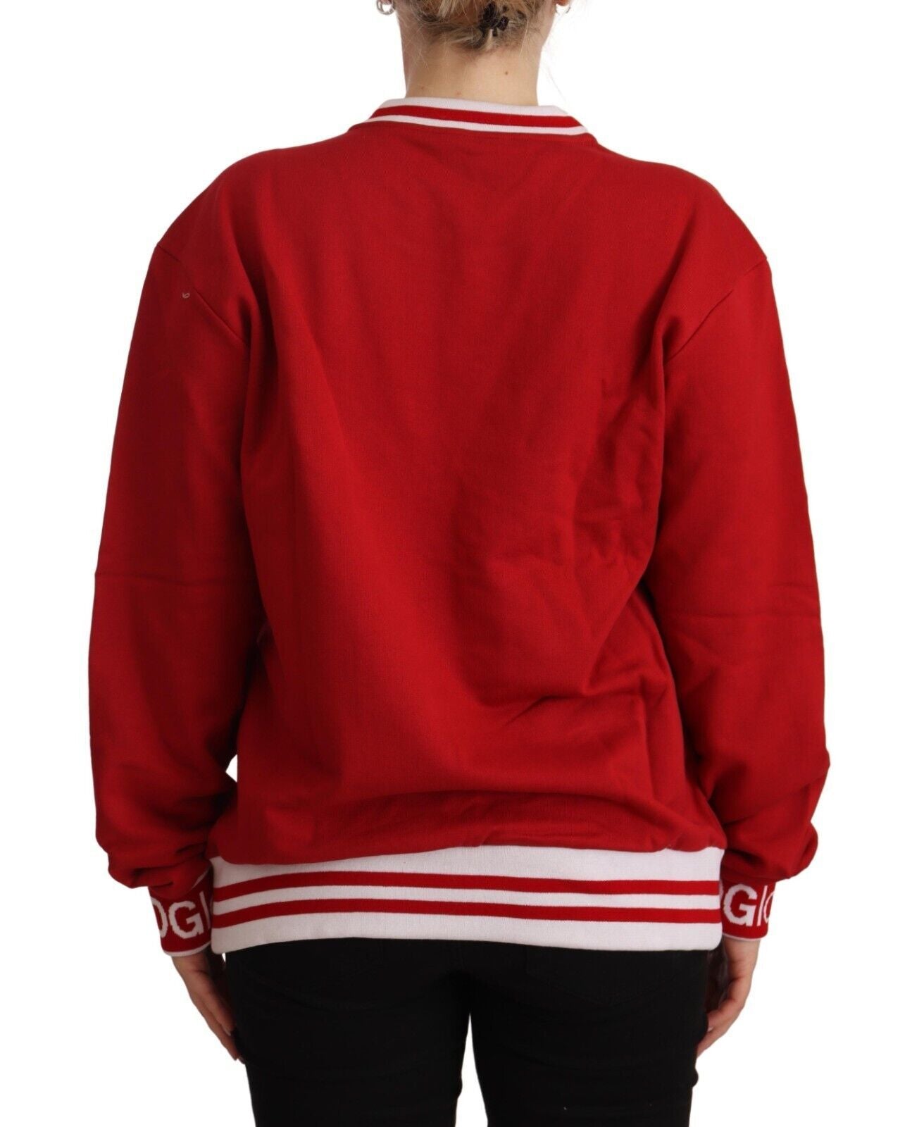 Dolce &amp; Gabbana Red Cotton Crewneck #DGlove Pullover Sweater