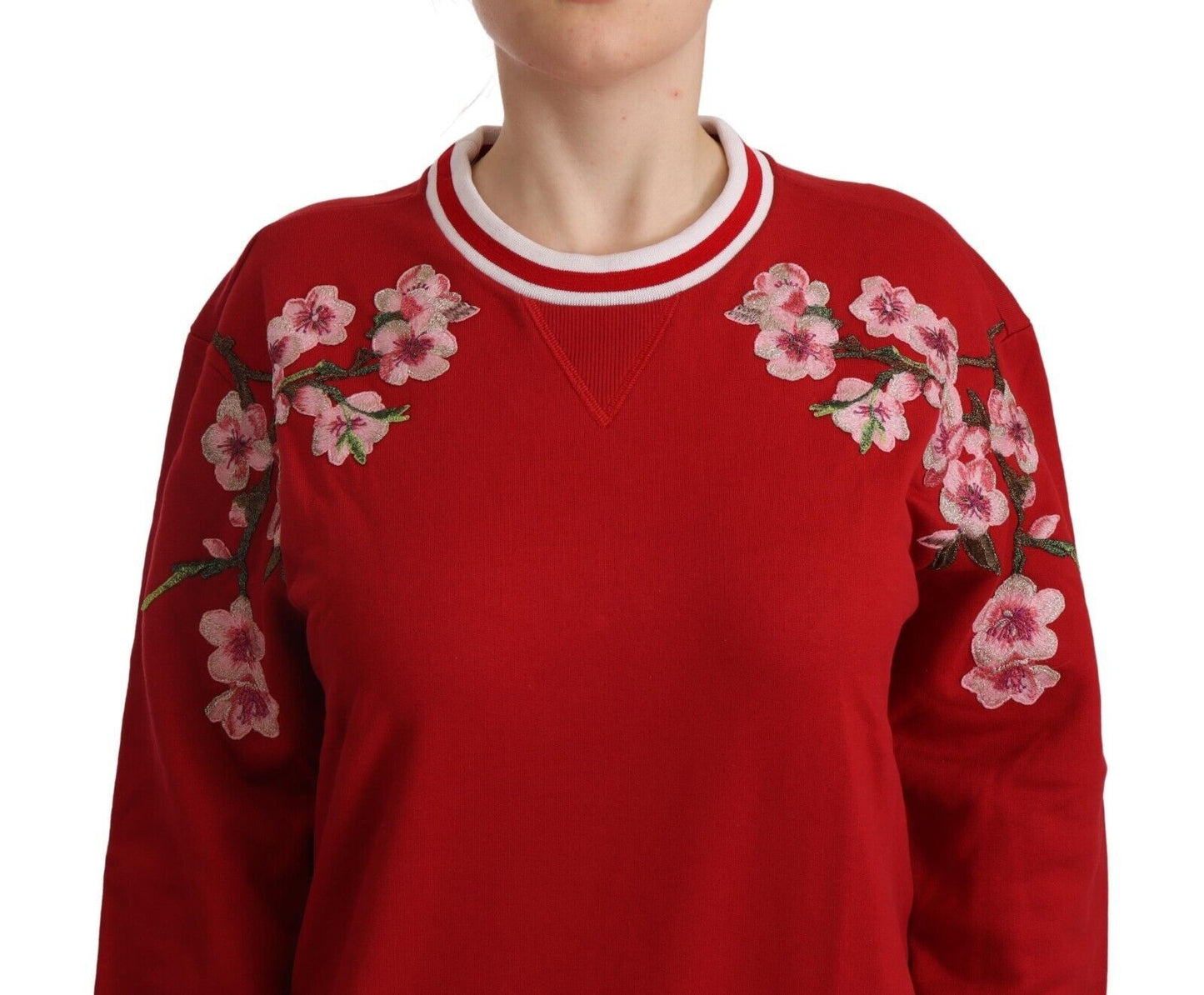 Dolce &amp; Gabbana Red Cotton Crewneck #DGlove Pullover Sweater