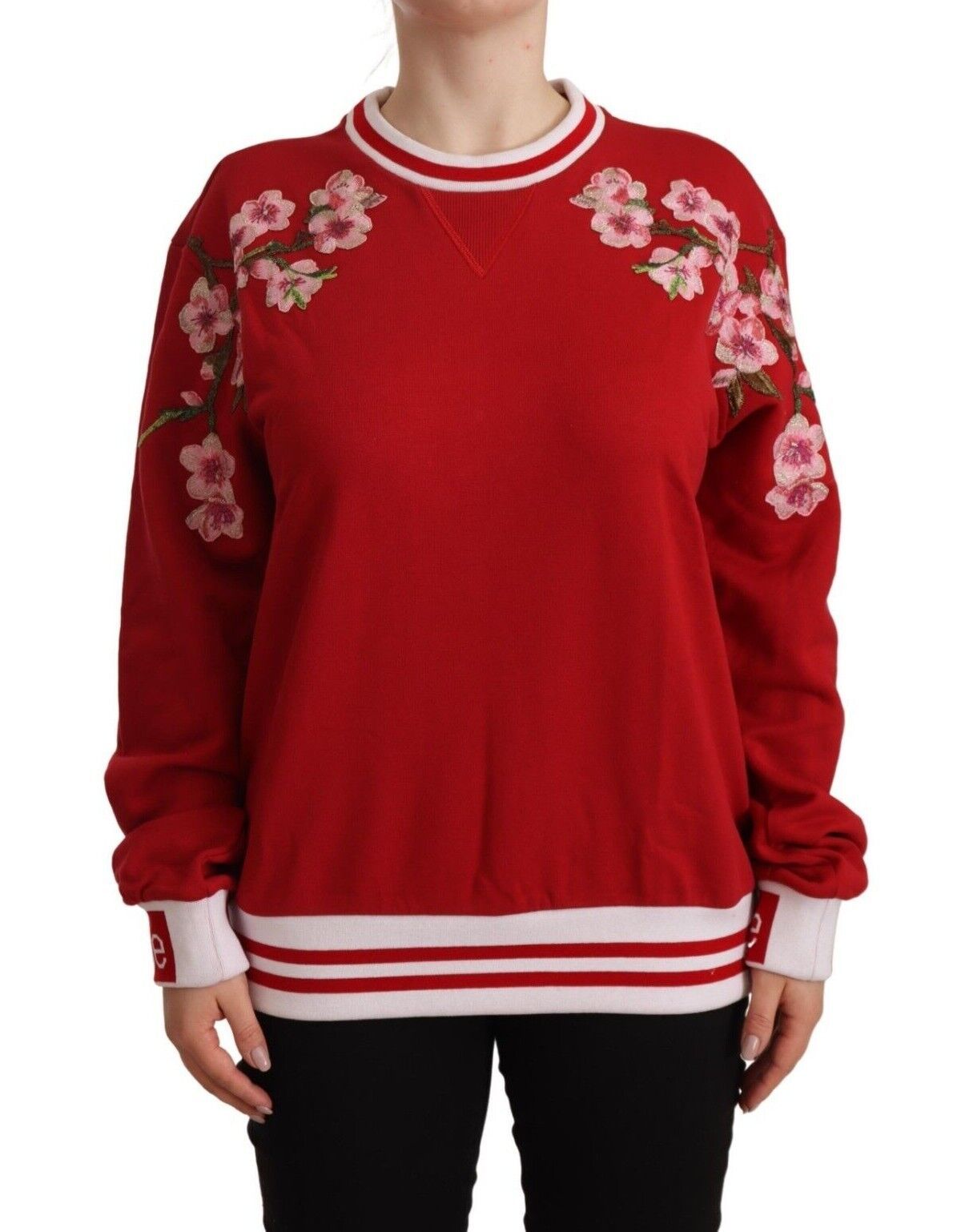 Dolce &amp; Gabbana Red Cotton Crewneck #DGlove Pullover Sweater