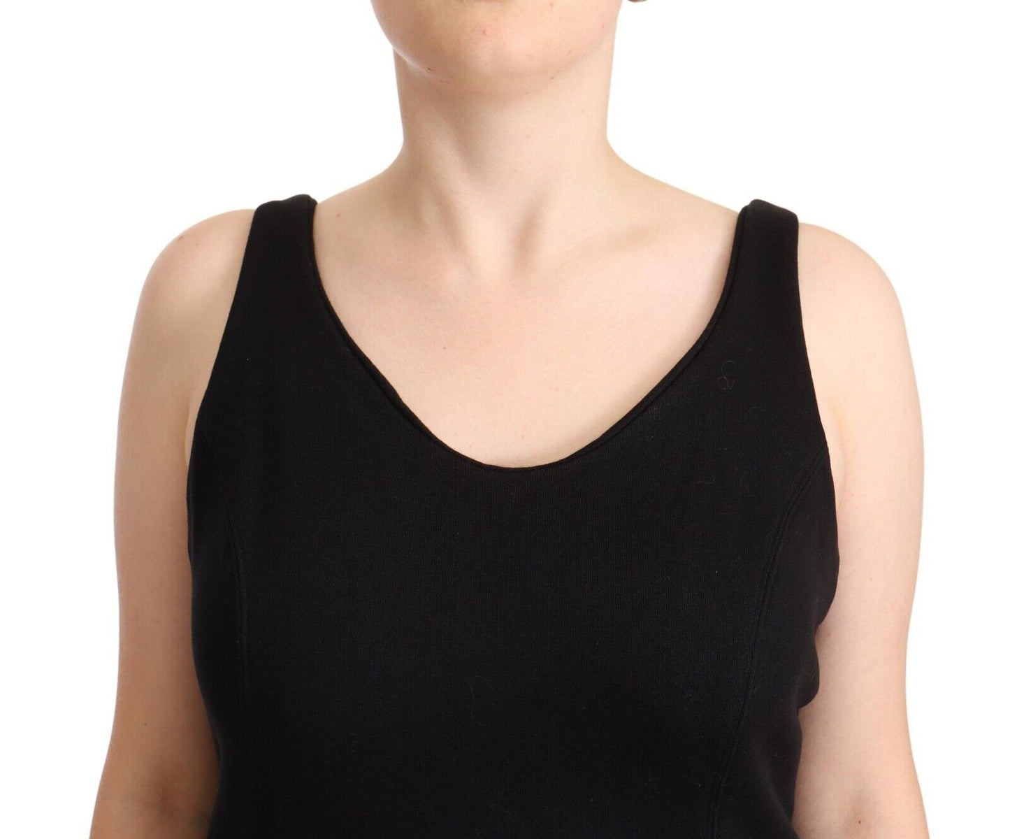 Ermanno Scervino Black Cotton na walang manggas na Tank Casual Top