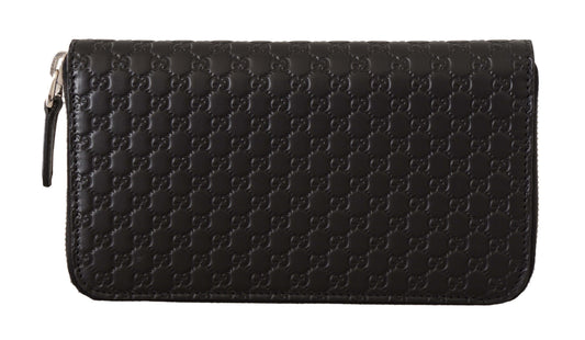 Gucci Black Wallet Microguccissima Leder-Reißverschluss-Geldbörse