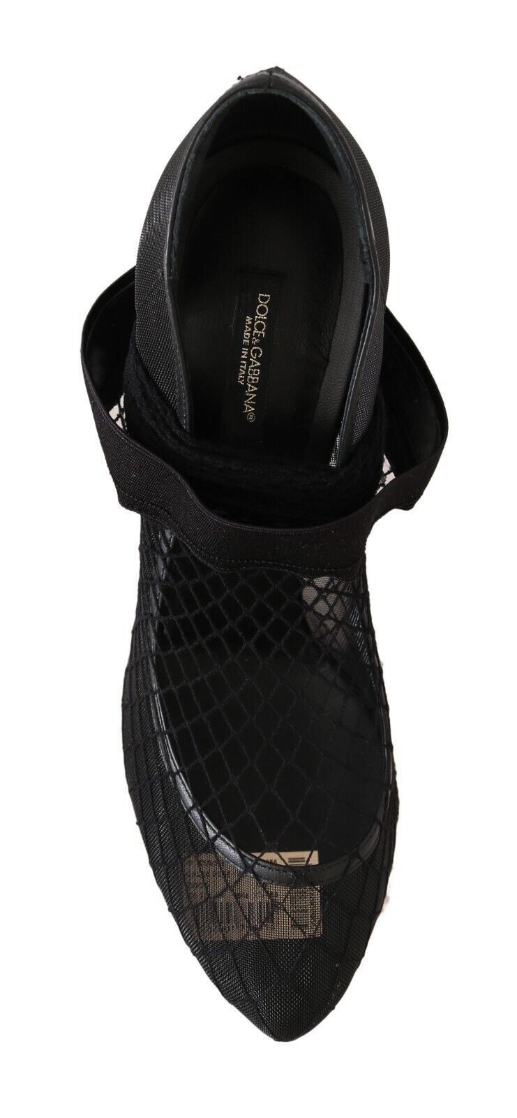 Dolce &amp; Gabbana Black Netted Sock Heels Pumps Shoes