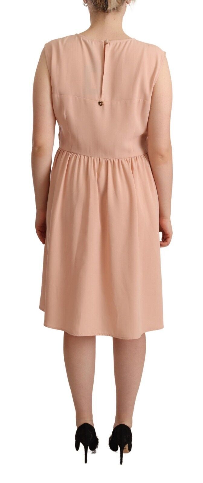 Twinset Beige Polyester Walang Sleeveless Shift Knee Length Dress