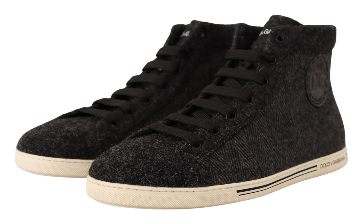 Dolce &amp; Gabbana Grey Wool Cotton Casual High Top Sneakers