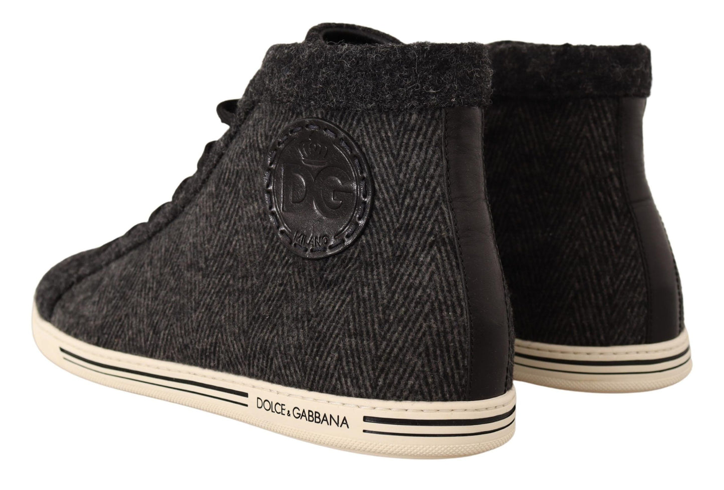 Dolce &amp; Gabbana Grey Wool Cotton Casual High Top Sneakers