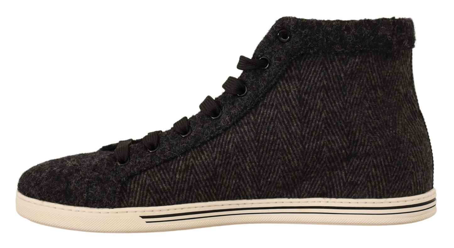 Dolce &amp; Gabbana Grey Wool Cotton Casual High Top Sneakers