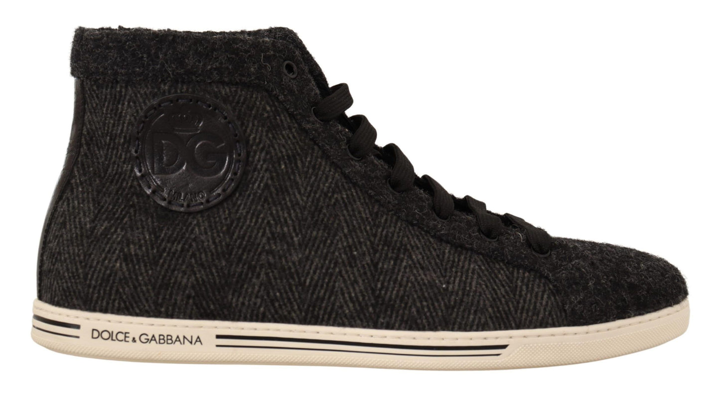 Dolce &amp; Gabbana Grey Wool Cotton Casual High Top Sneakers