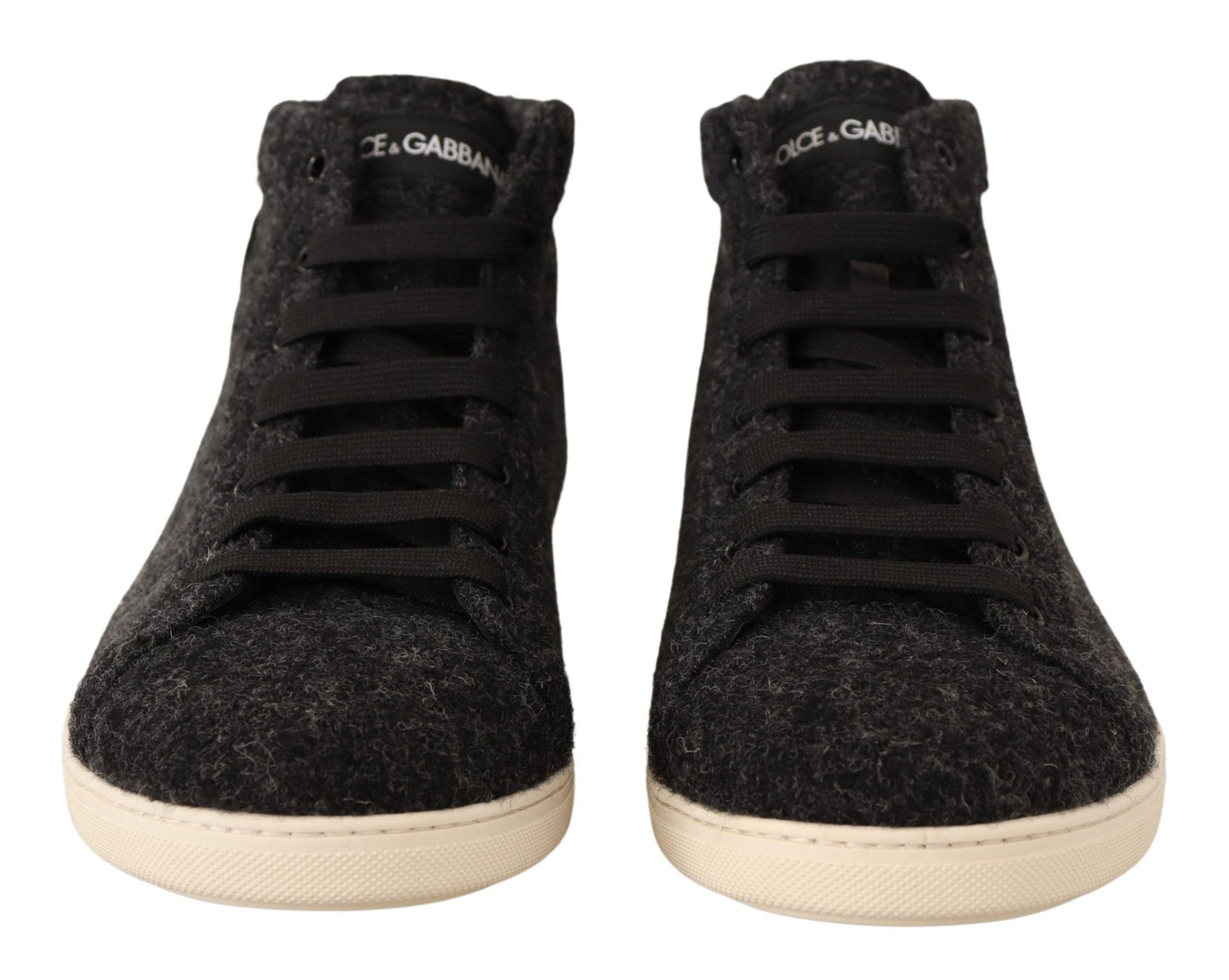 Dolce &amp; Gabbana Grey Wool Cotton Casual High Top Sneakers