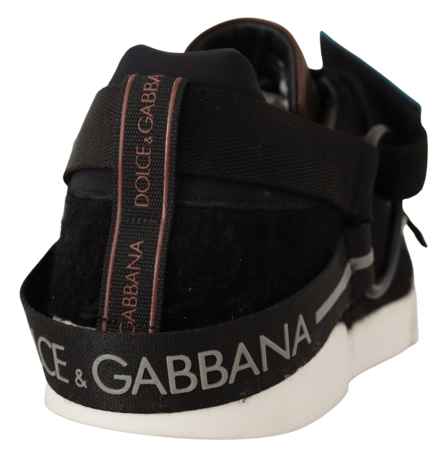 Dolce &amp; Gabbana Brown Leather Black Shearling Sneakers