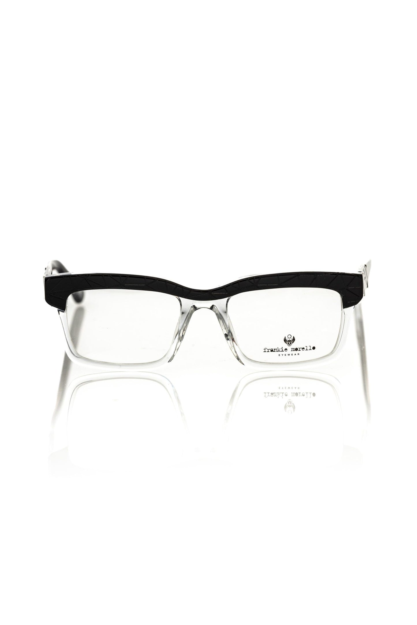 Geometrische Clubmaster-Brille von Frankie Morello mit transparenten Details