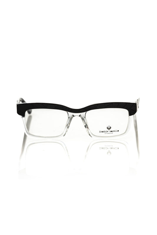 Geometrische Clubmaster-Brille von Frankie Morello mit transparenten Details