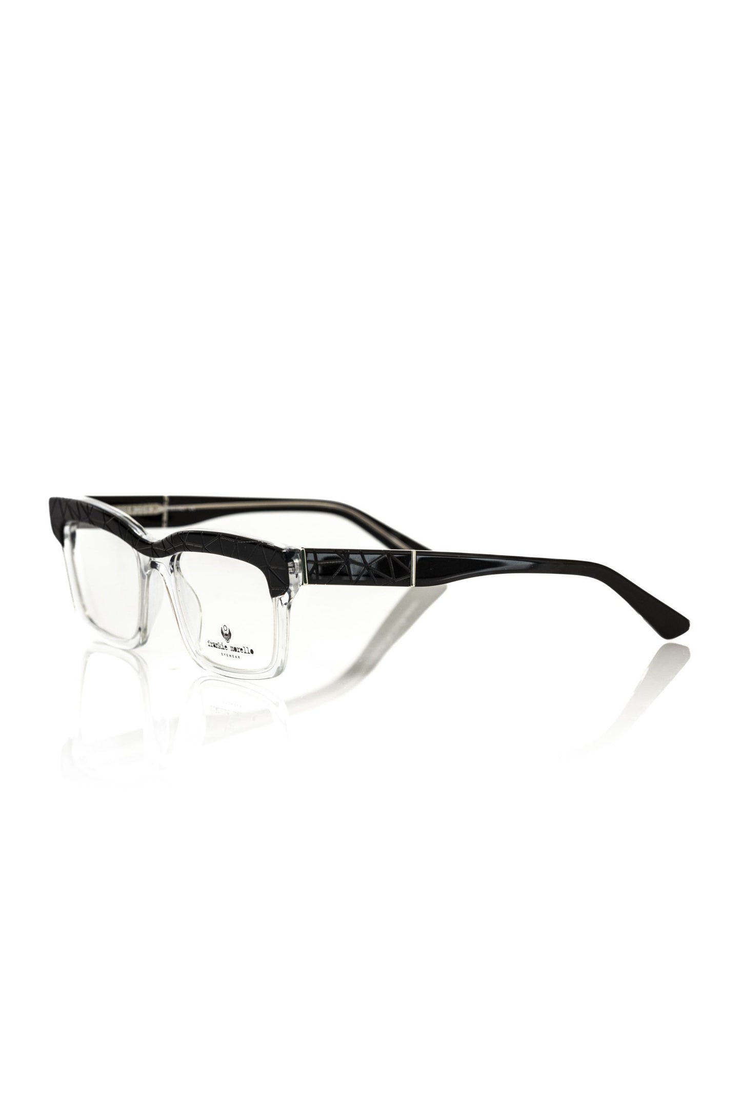 Geometrische Clubmaster-Brille von Frankie Morello mit transparenten Details