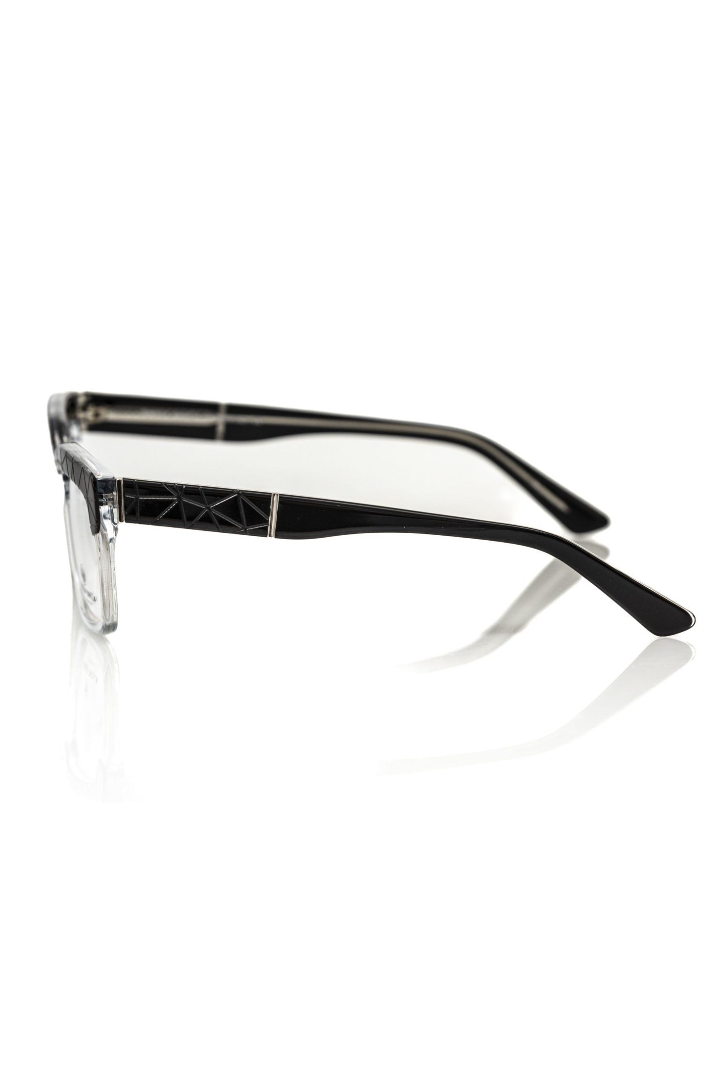 Geometrische Clubmaster-Brille von Frankie Morello mit transparenten Details