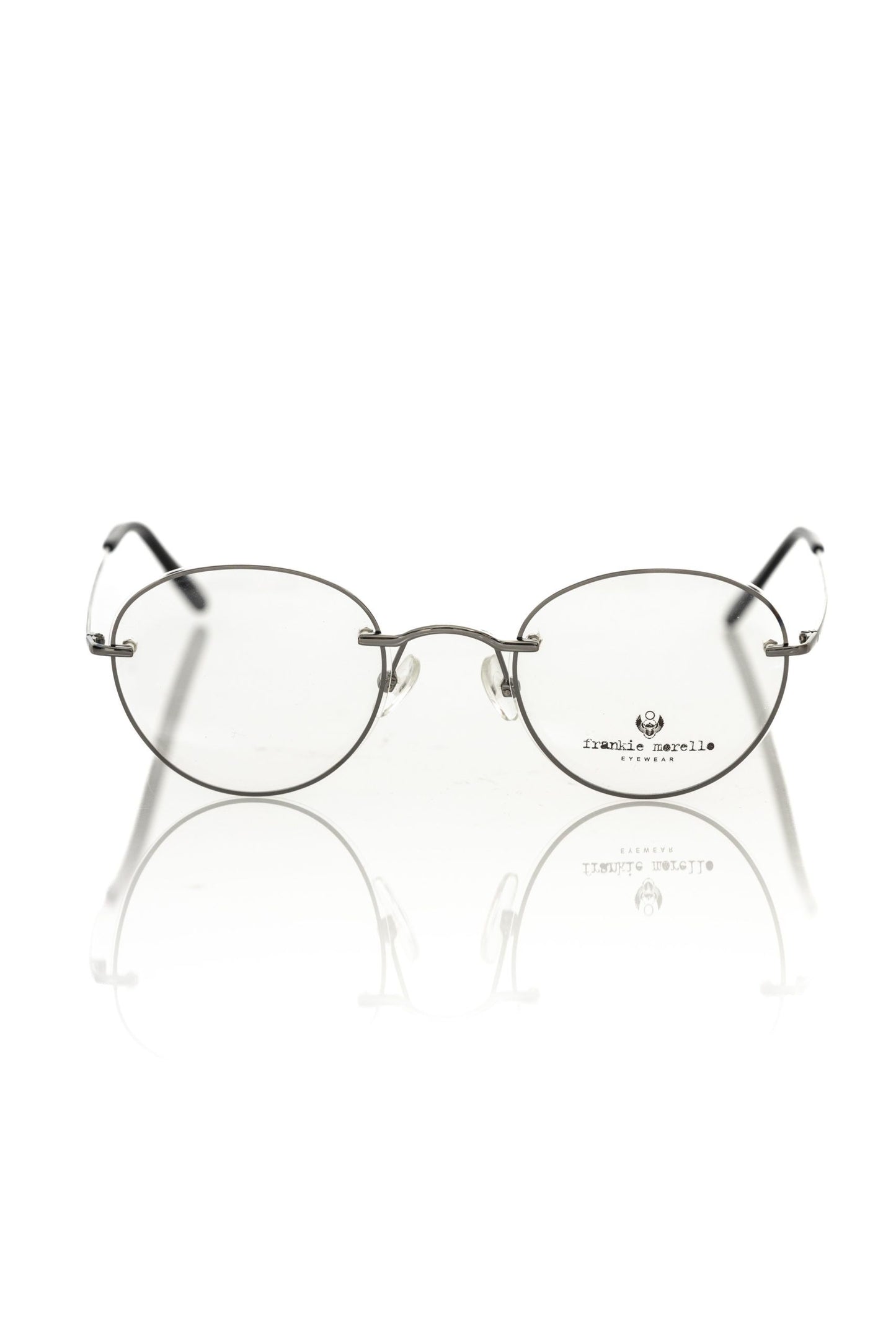 Frankie Morello Gun Barrel Grey Round Metal Eyeglasses