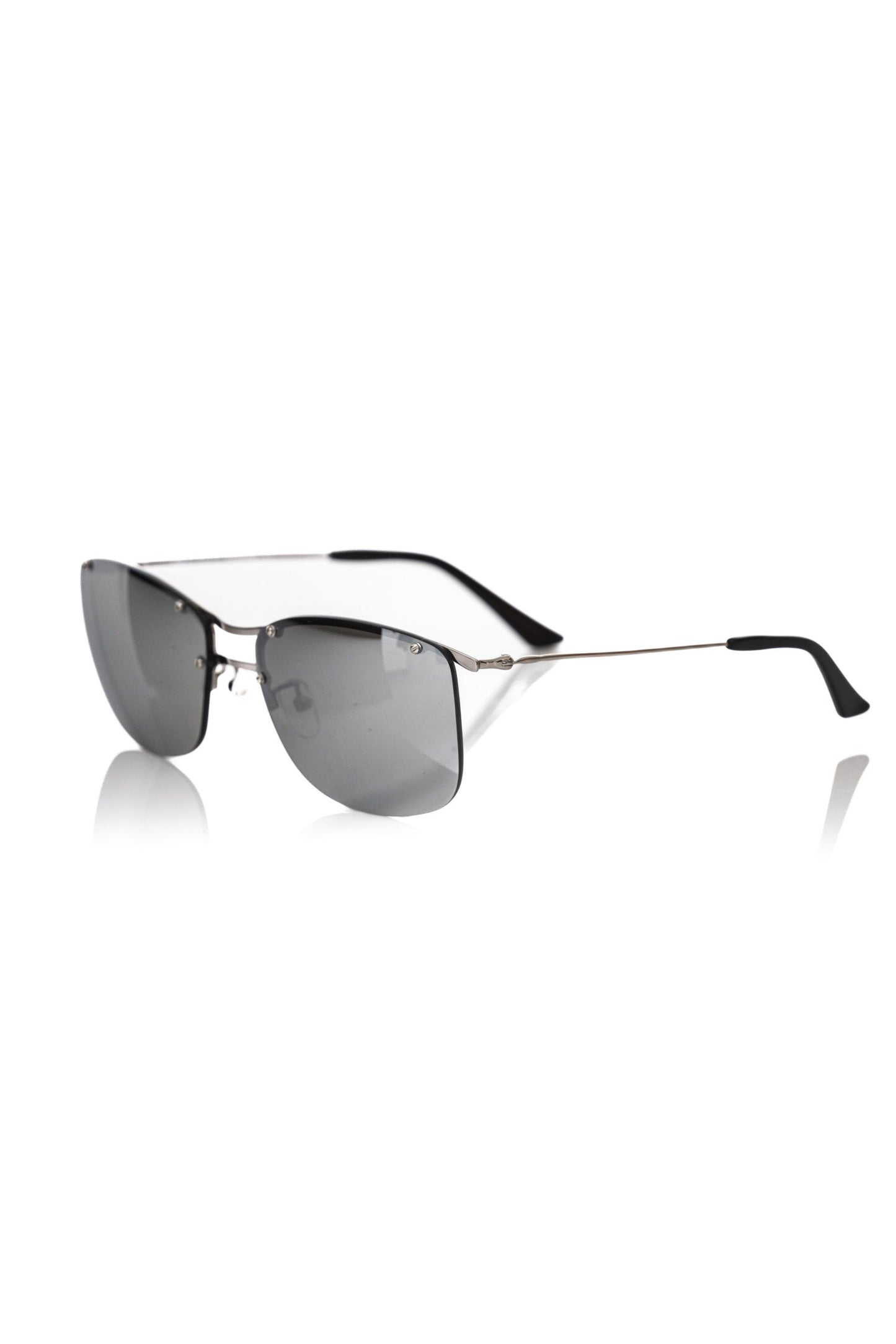 Frankie Morello Schlanke silberne Clubmaster-Sonnenbrille für Herren