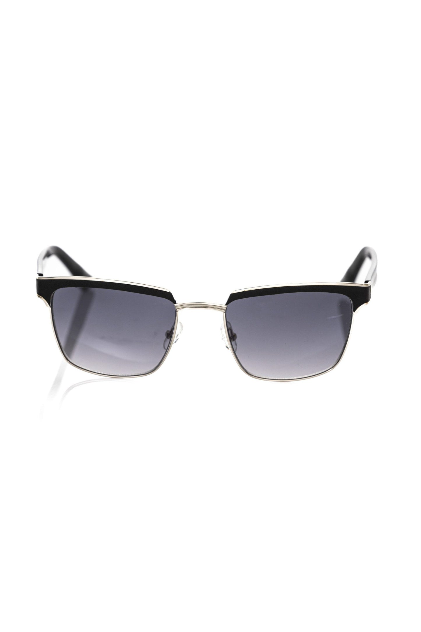 Frankie Morello Clubmaster Sonnenbrille aus schwarzem Leder