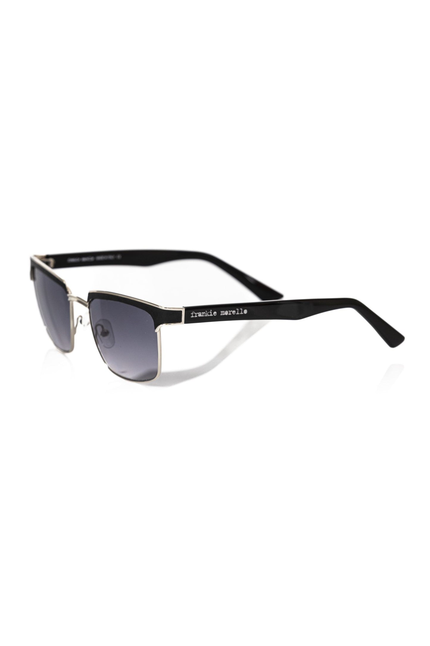 Frankie Morello Clubmaster Sonnenbrille aus schwarzem Leder