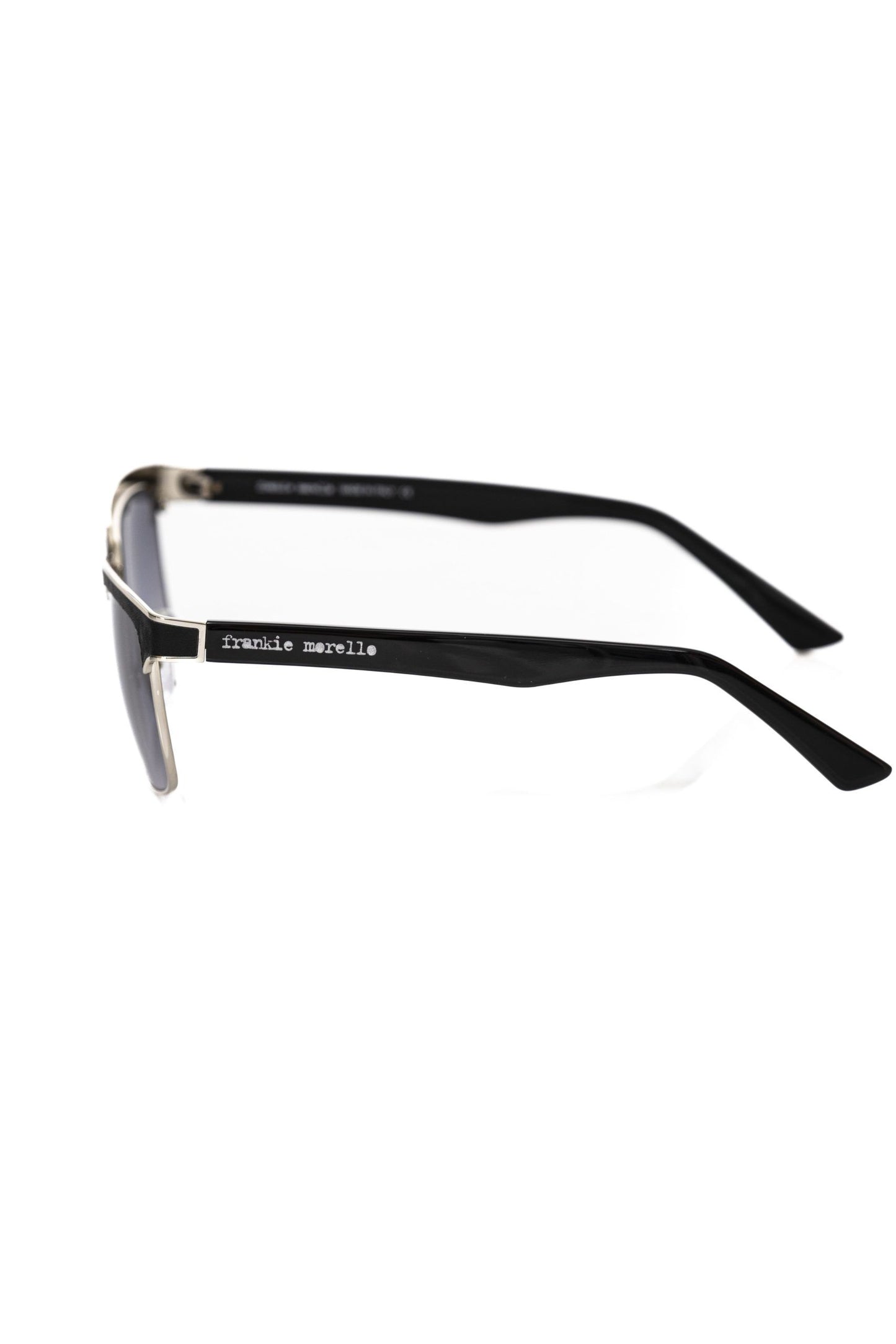 Frankie Morello Clubmaster Sonnenbrille aus schwarzem Leder