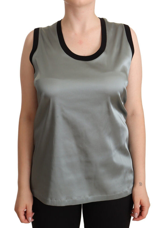 Dolce &amp; Gabbana Silver Round Neck na walang manggas na Casual Tank Top