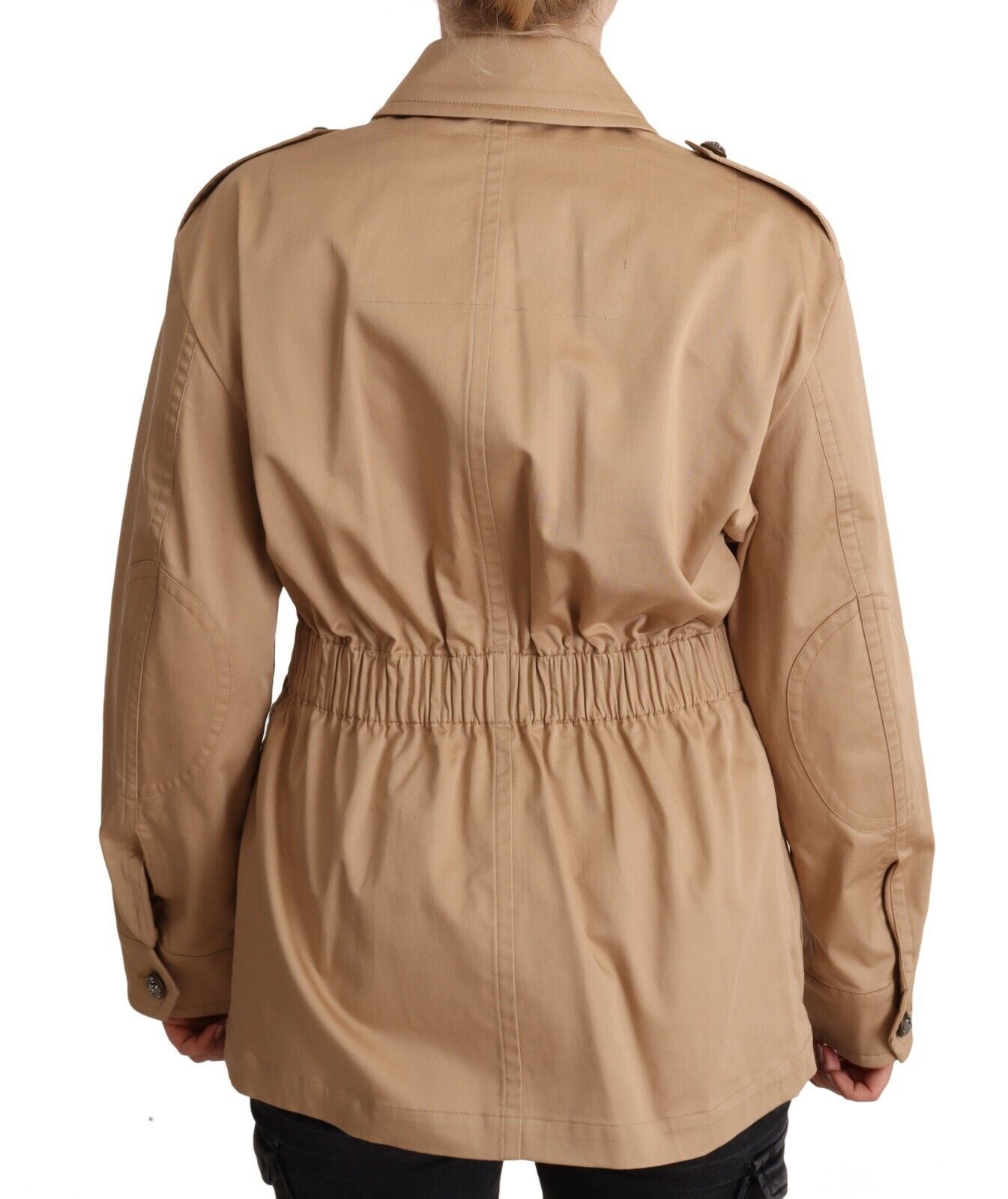 Dolce &amp; Gabbana Beige Cotton Long Sleeves Collared Coat Jacket