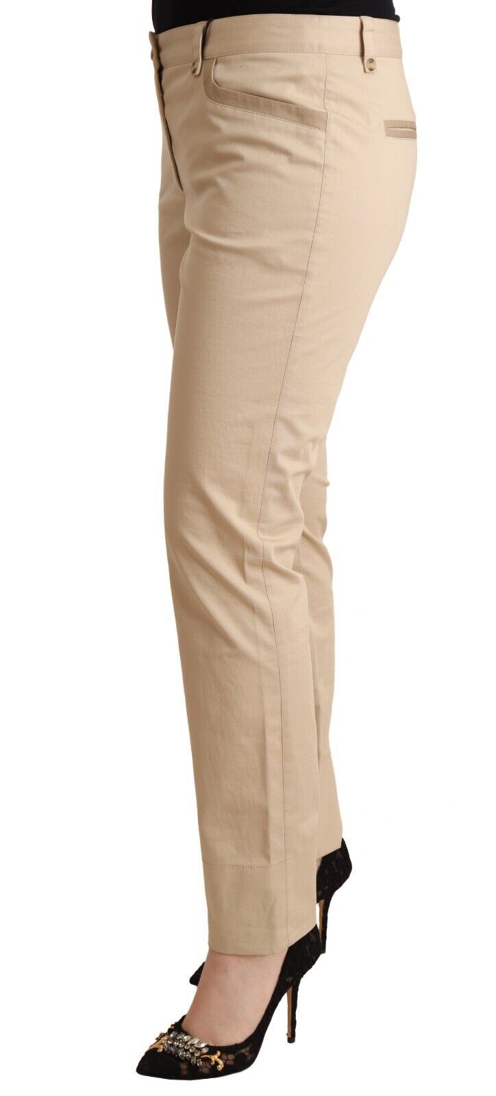 Dolce &amp; Gabbana Beige Cotton Stretch Skinny Trouser Pants