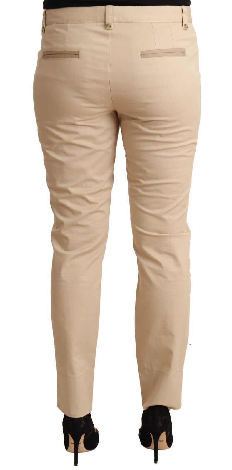 Dolce &amp; Gabbana Beige Cotton Stretch Skinny Trouser Pants