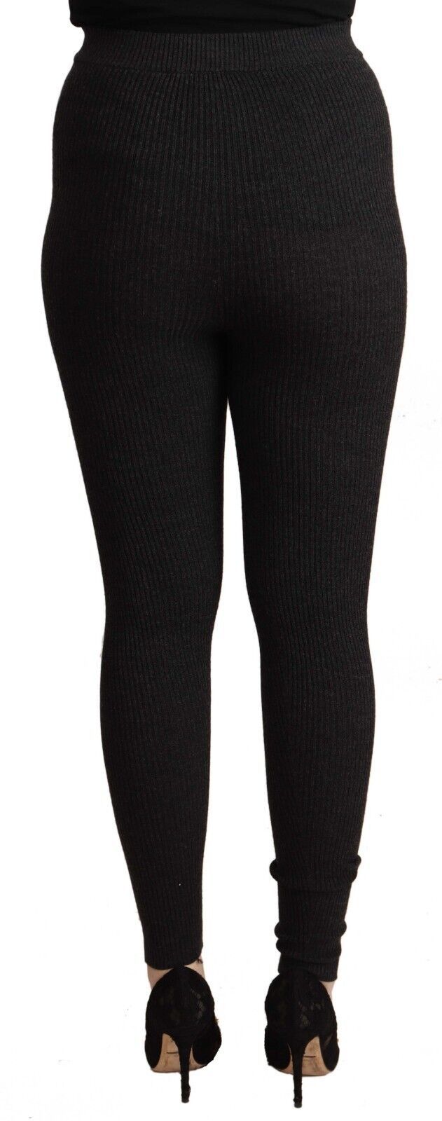 Dolce &amp; Gabbana Black Virgin Wool Stretch Waist Tights Pants