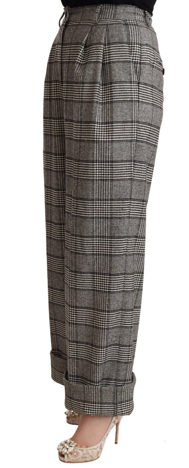 Dolce &amp; Gabbana Grey Tartan Straight Trouser Wool Pants