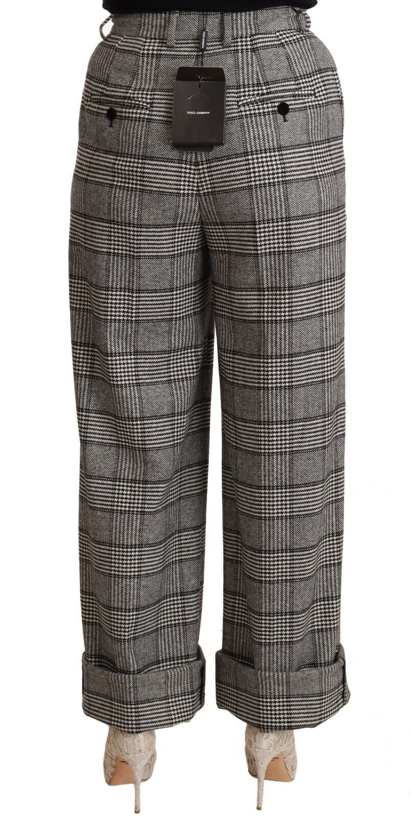 Dolce &amp; Gabbana Grey Tartan Straight Trouser Wool Pants